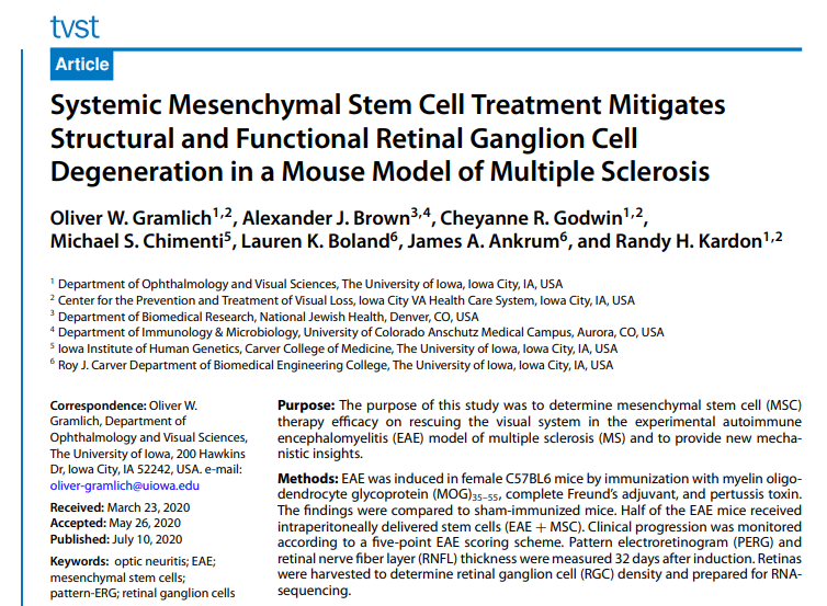 Journal Club In Vivo Modeling Of Immune Mediated Optic Neuropathies
